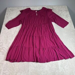 Torrid Magenta Purple Tiered Babydoll Ruffle Shoulder Dress‎ Size 3 Plus Size